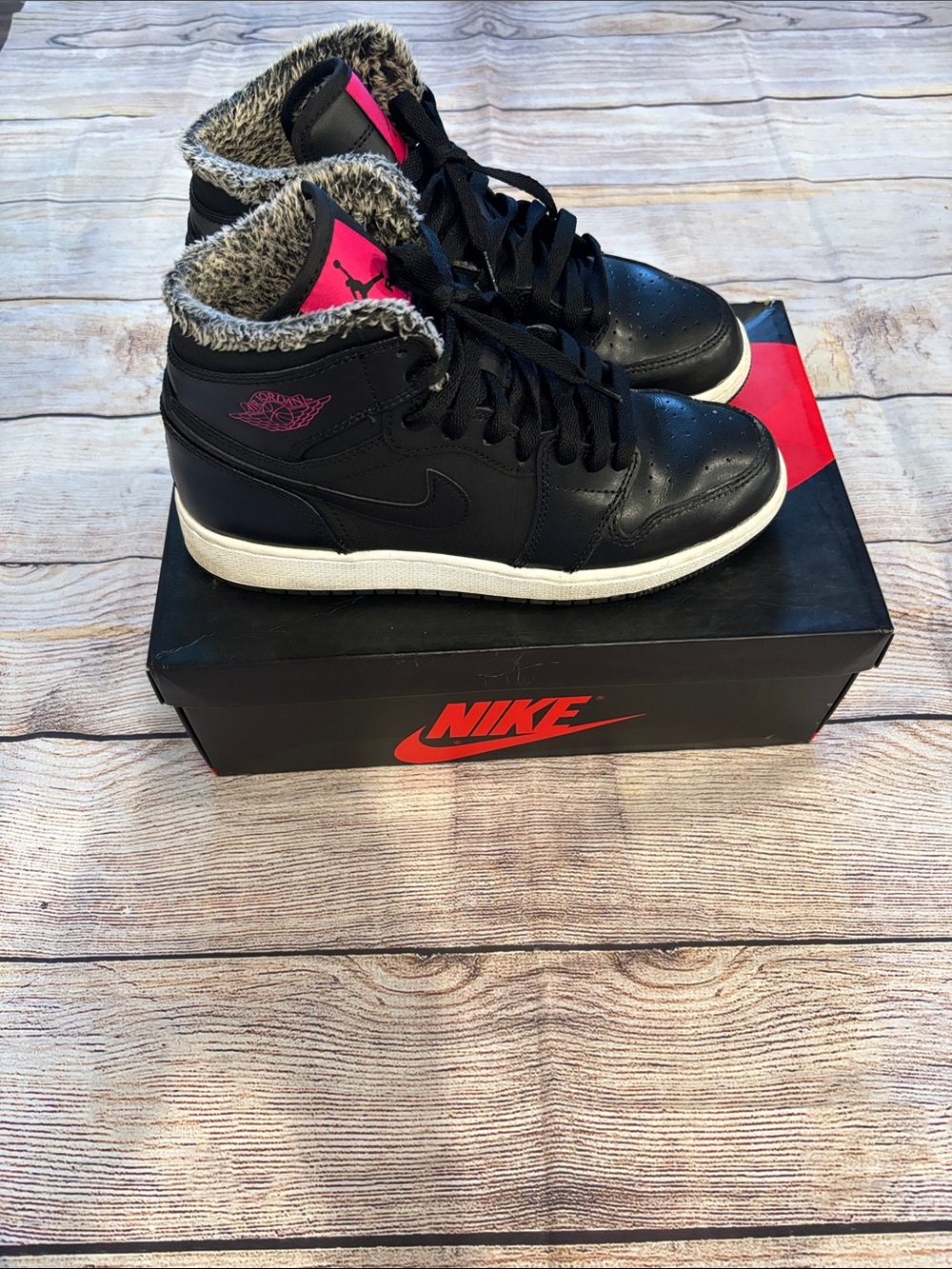 Nike High-Top Sneakers in Black with Pink Accents